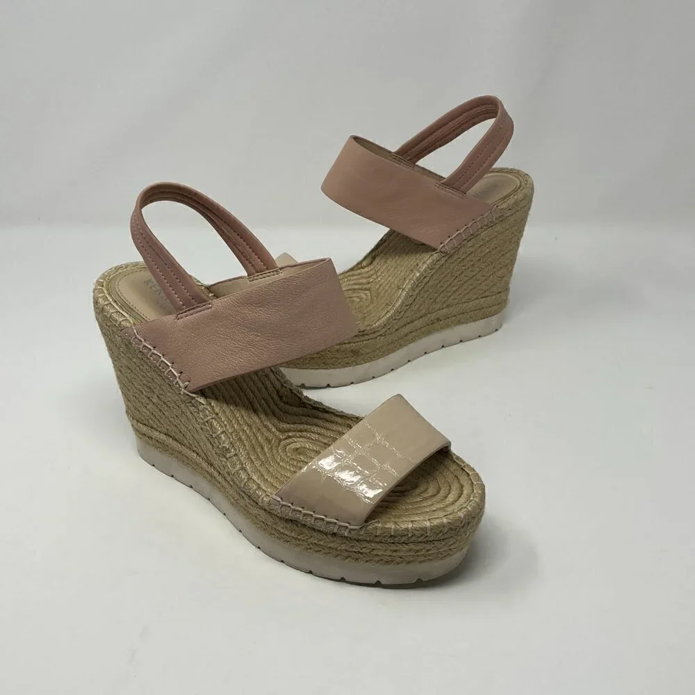Kenneth Cole wedge espadrilles nude pink sandals 8.5